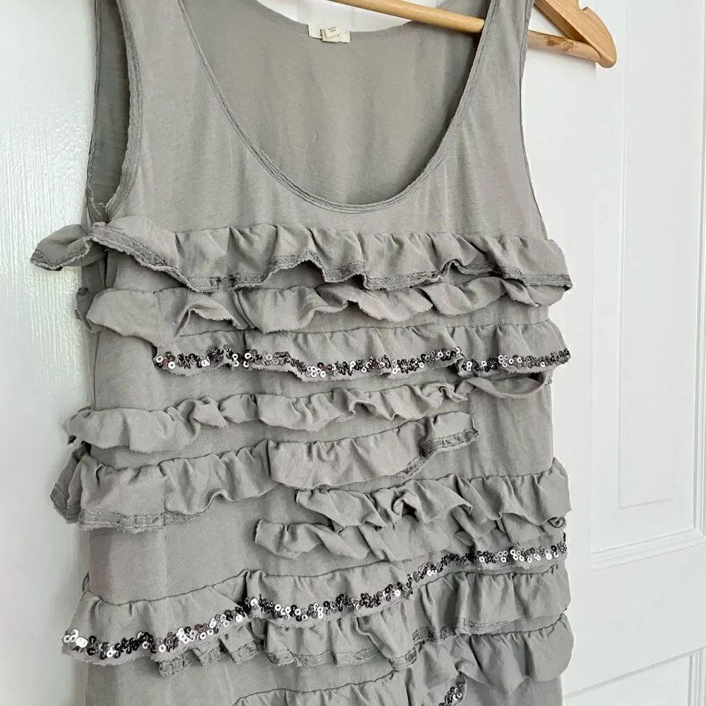 J. Crew Ruffled Tank Top, Gray - Picture 2 of 3